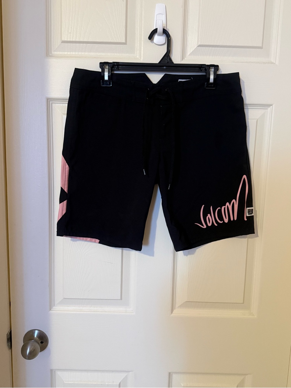 Volcom Women’s Black Swim Shorts with Pink Logo